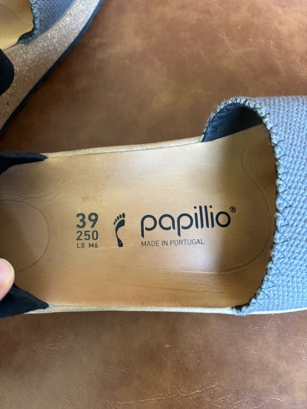 Papillio Birkenstock Glenda Platform Sandal Gray Canvas Suede Ankle Strap 39 - Picture 5 of 6
